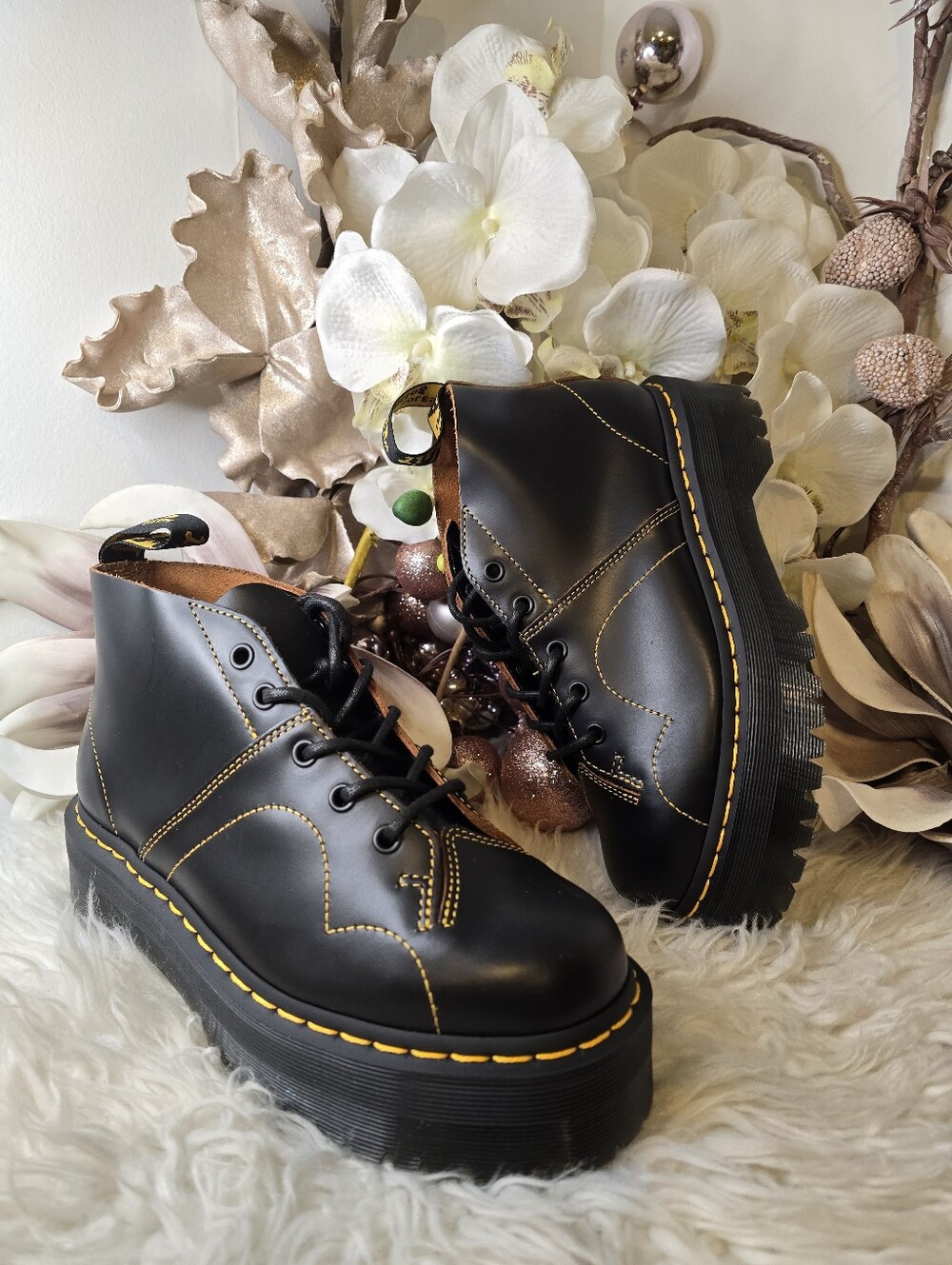 Dr. Martens Church Quad Platform Monkey Boots Women New
